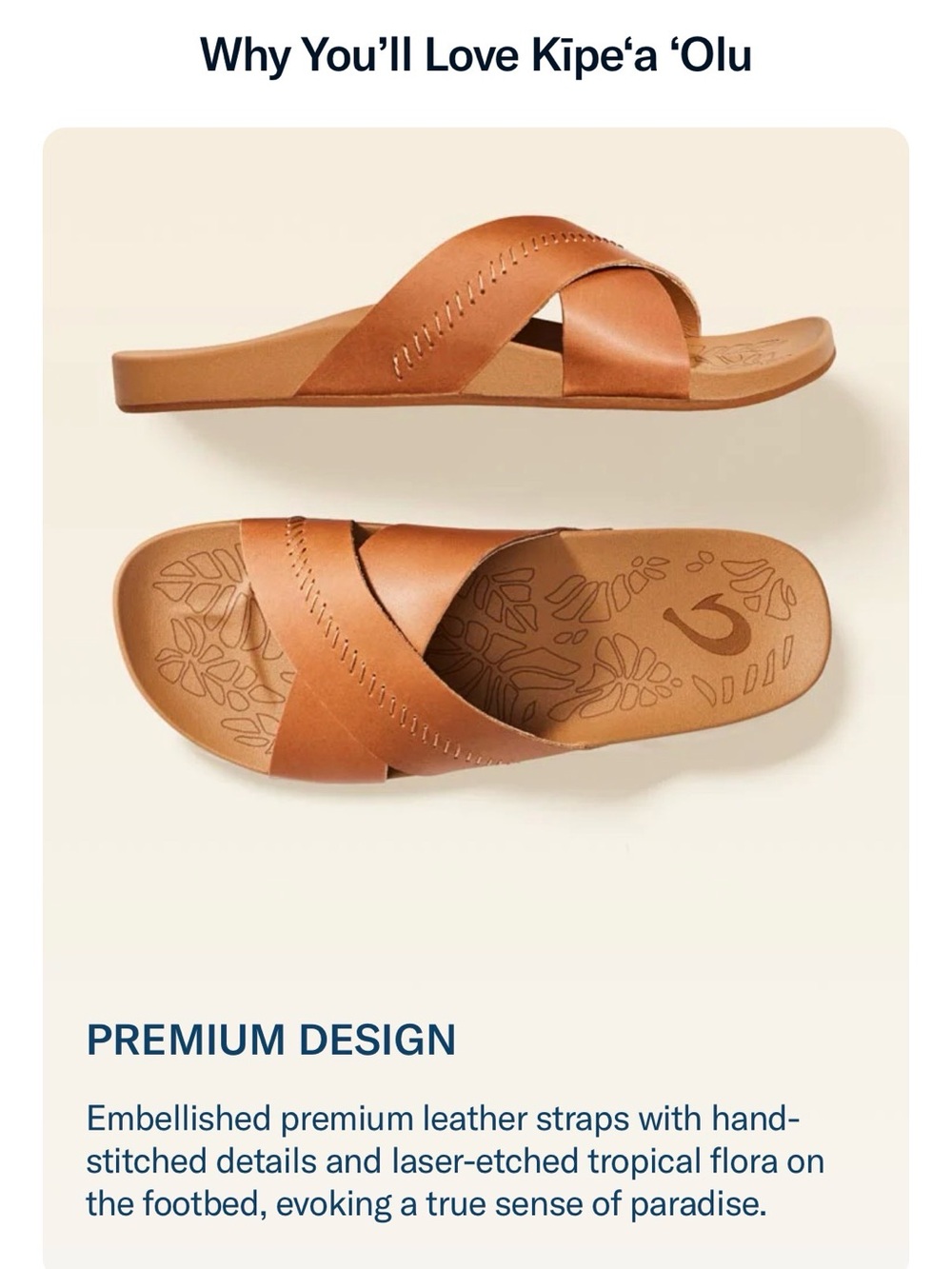 OluKai Leather Slide Sandals - Women's 6 in Sahara